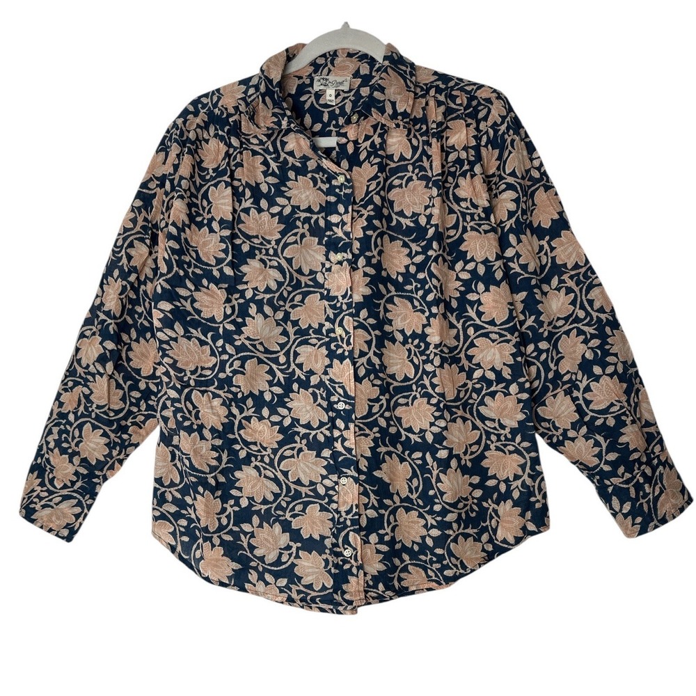 The Great Shirt Top Women's Size 0 Floral Long Sleeve Button Up Oversized